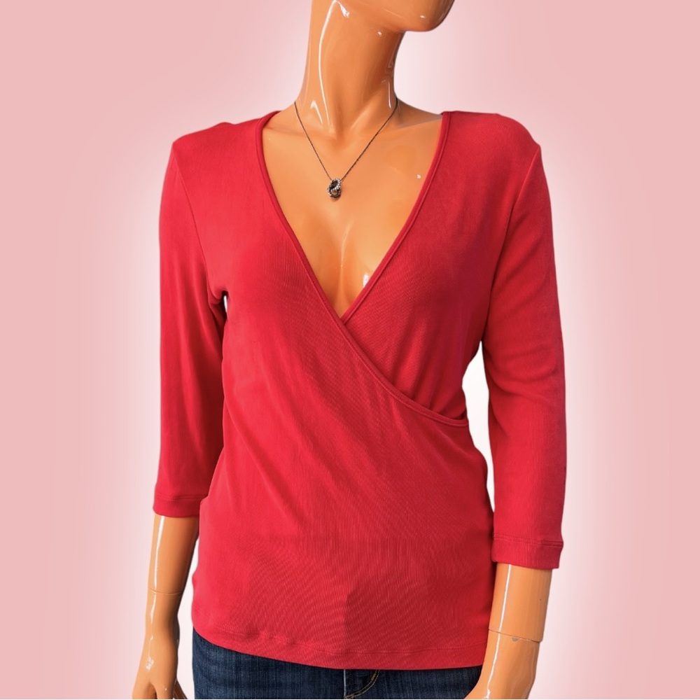 BCBGMaxAzria Slinky 90s Surplice Top